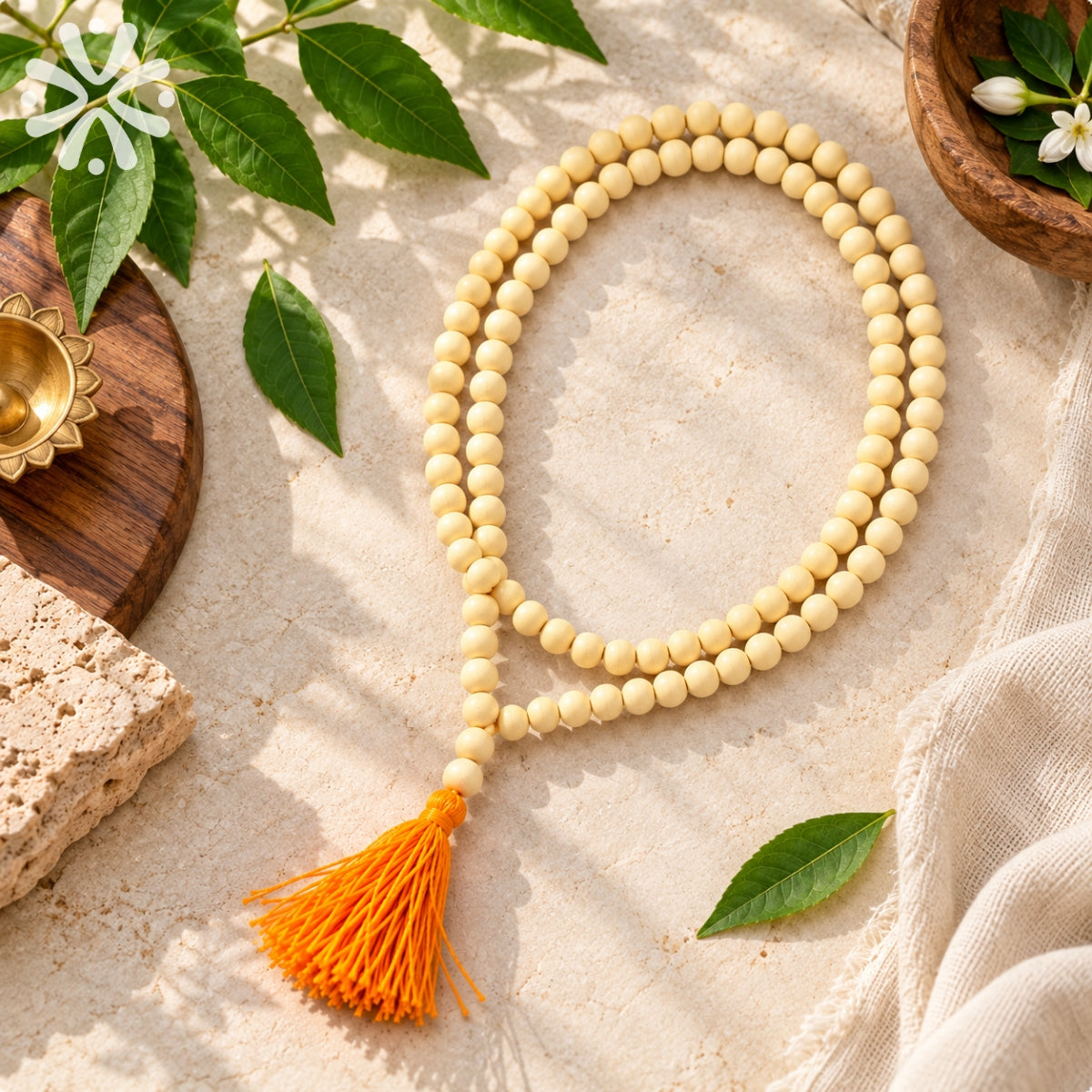 Bel Wood Jaap Mala (Bilva Mala) – Natural Belpatra Wood 108 Beads