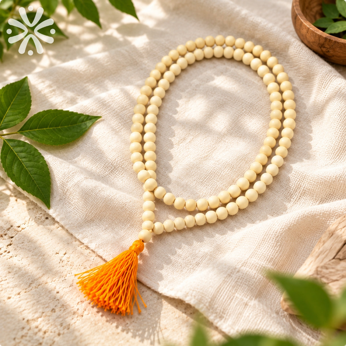 Bel Wood Jaap Mala (Bilva Mala) – Natural Belpatra Wood 108 Beads