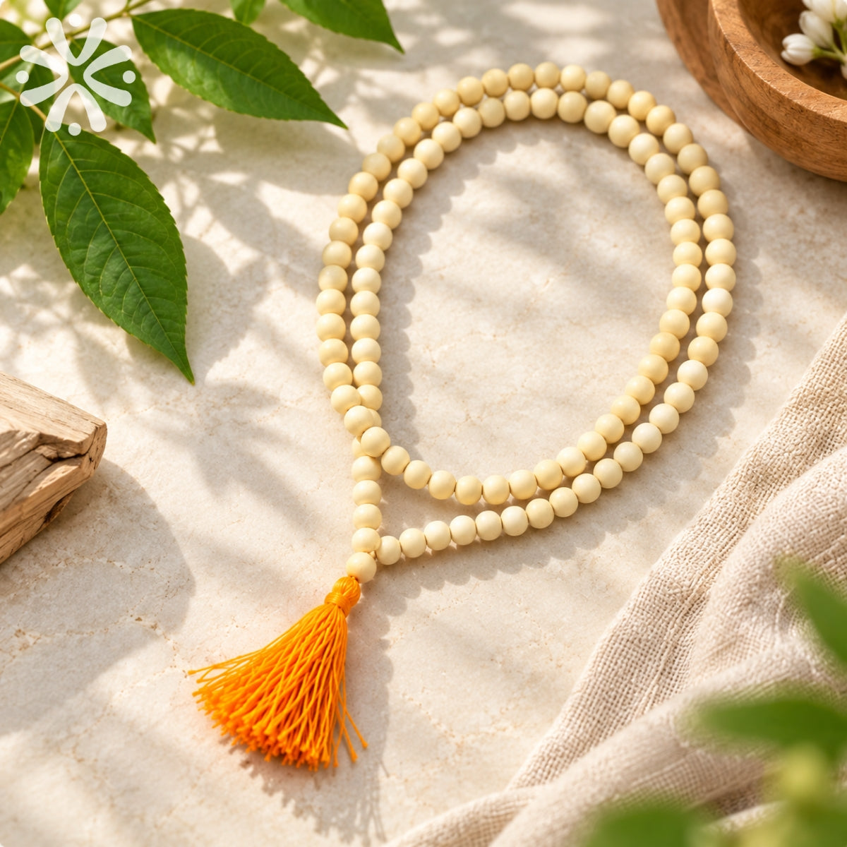 Bel Wood Jaap Mala (Bilva Mala) – Natural Belpatra Wood 108 Beads