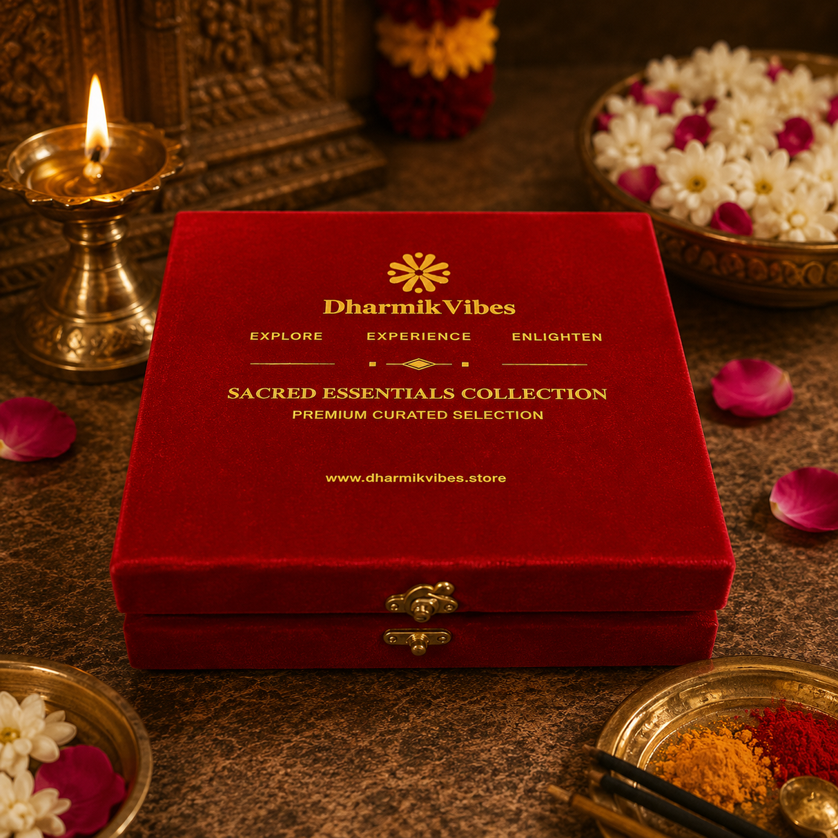 Elegant German Finish 8-Inch Pooja Gift Set | Silver-Gold 7-Piece Devotional Collection