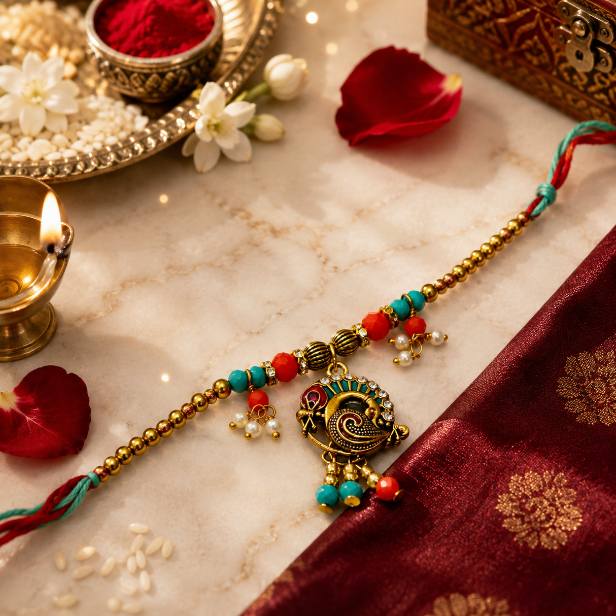 Premium Bhaiya Bhabhi Rakhi Set (Set of 2)