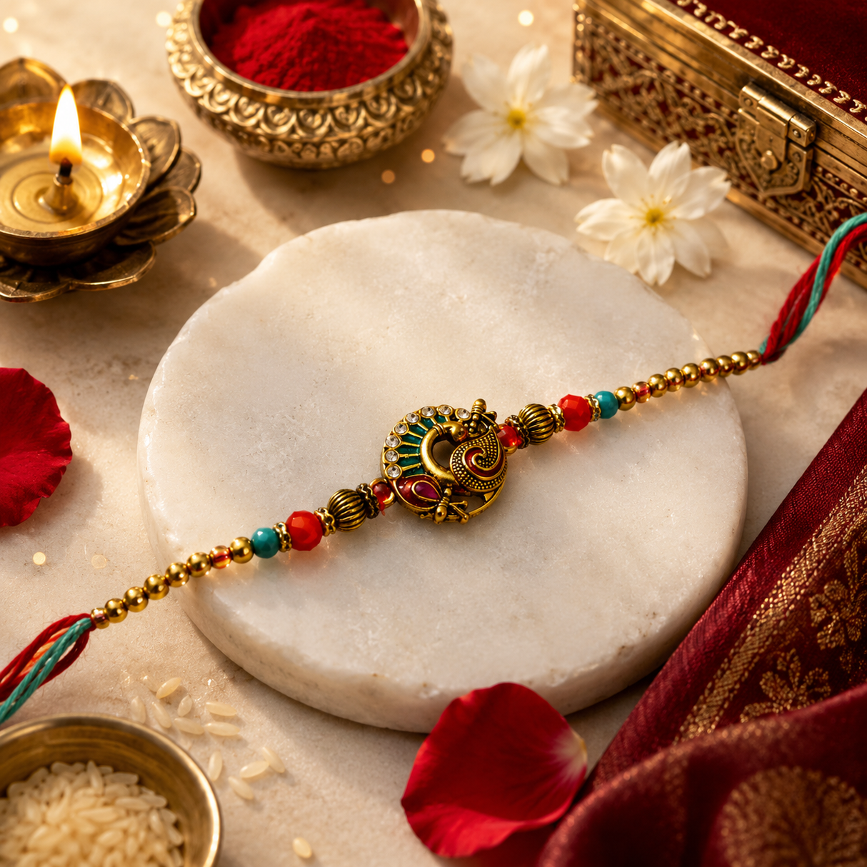 Premium Bhaiya Bhabhi Rakhi Set (Set of 2)
