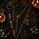 Premium Rakhi Celebration Set | 2 Rakhis + 7 Chakra Crystal Rakhi