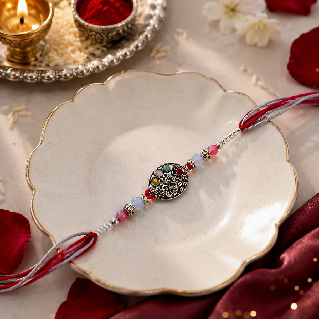 Elegant Bhaiya Bhabhi Rakhi Set (Set of 2) | Premium Raksha Bandhan Collection