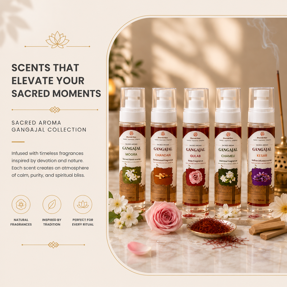 Sacred Aroma Gangajal- Set of 5 Divine fragrances