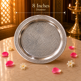 Silver Color German Finish Pooja Gift Set 8 inch | 7-Piece Premium Decorative Religious Collection with Velvet Box | DVS330633