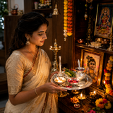 German Silver Pooja Thali Set | 6- Piece Premium Religious set
