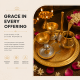Elegant German Finish 8-Inch Pooja Gift Set | Silver-Gold 7-Piece Devotional Collection