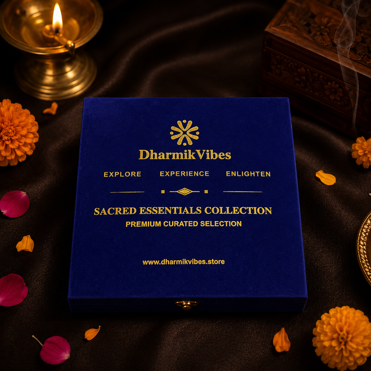 Silver Color German Finish Pooja Gift Set | 5-Piece Premium Decorative Religious Collection with Velvet Box | DVS330533
