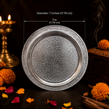 Silver Color German Finish Pooja Gift Set | 5-Piece Premium Decorative Religious Collection with Velvet Box | DVS330533
