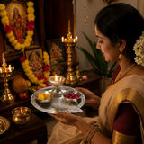 Silver Color German Finish Pooja Gift Set | 5-Piece Premium Decorative Religious Collection with Velvet Box | DVS330533