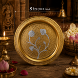 Elegant German Finish 10-Inch Pooja Gift Set | Silver-Gold 7-Piece Devotional Collection