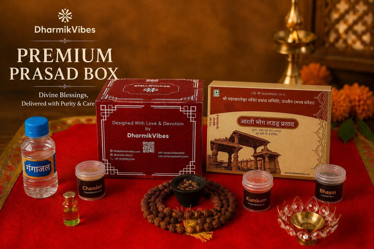 DharmikVibes Premium Prasad Box | Complete Sacred Puja Kit with Divine Essentials