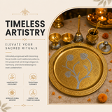 Elegant German Finish 10-Inch Pooja Gift Set | Silver-Gold 7-Piece Devotional Collection